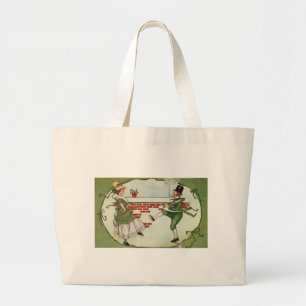 Bolsa Tote Grande Dançando Leprechauns Vintage Rua. Dia de Patrick