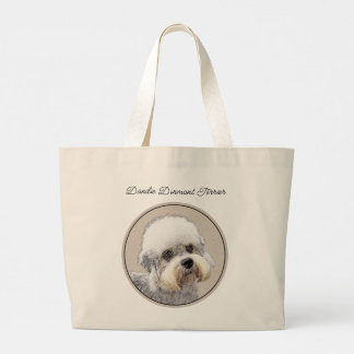 Bolsa Tote Grande Dandie Dinmont Terrier pintando pintura original d