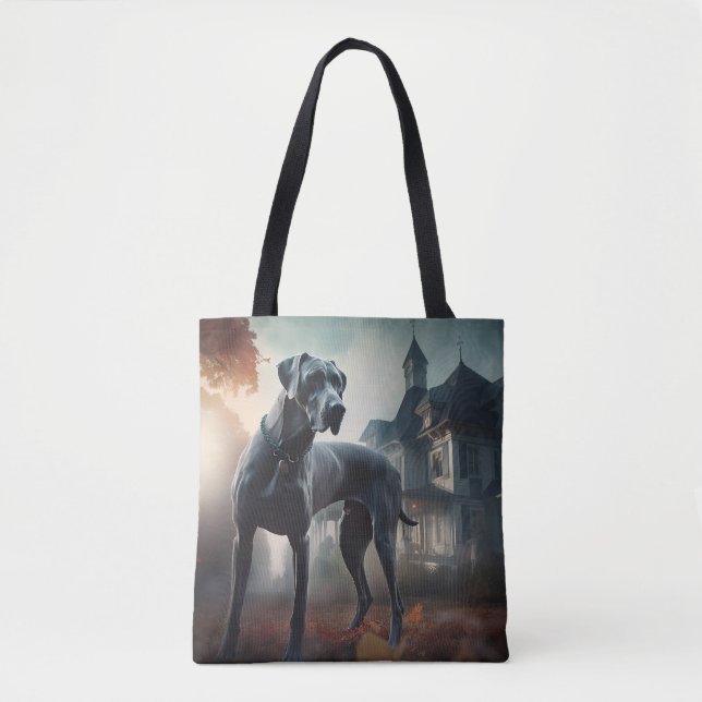 Bolsa Tote Grande Dane Halloween Assustado (Frente)