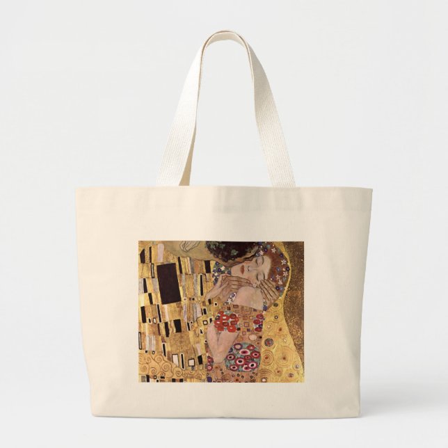 Bolsa Tote Grande ~ de Gustavo Klimt o beijo (Frente)