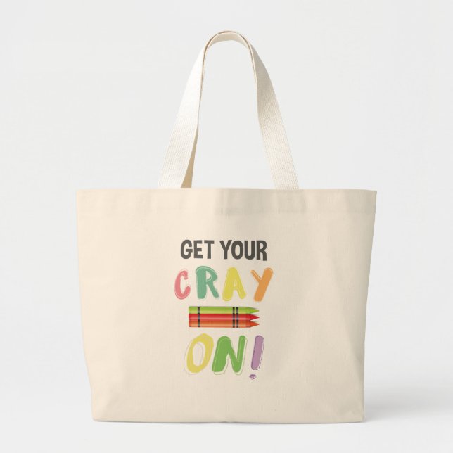 Bolsa Tote Grande De Volta À Professora Entra No Crayon (Frente)