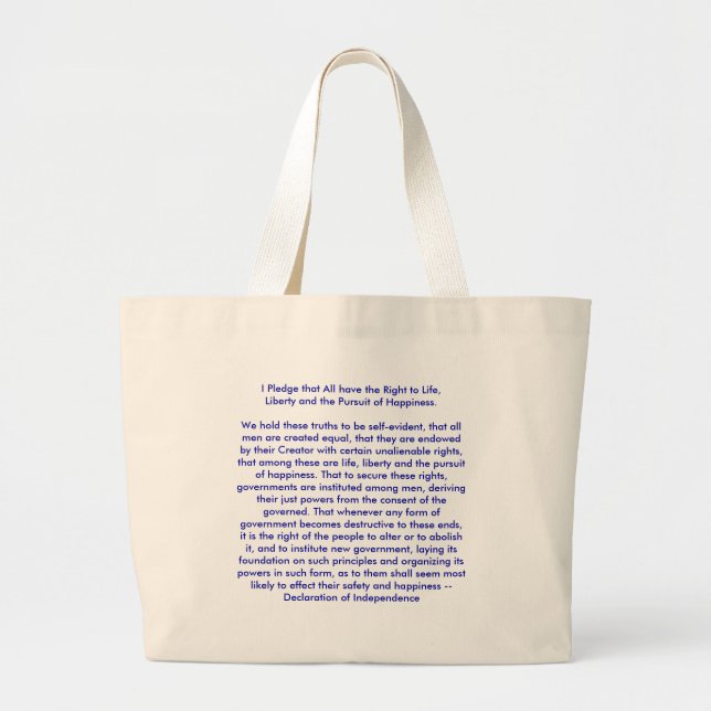 Bolsa Tote Grande ! Declaração de Independência do Crio U (Frente)