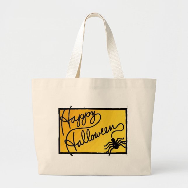 Bolsa Tote Grande Decoração da aranha do Halloween (Frente)