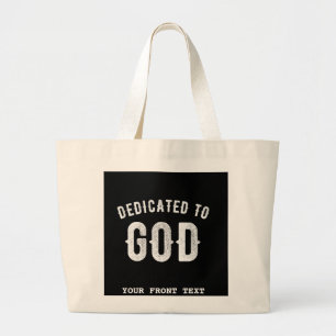 BOLSA TOTE GRANDE DEDICADO A DEUS TEXTO BRANCO LEGAL PERSONALIZÁVEL