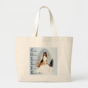 Bolsa Tote Grande Desativar Presentes de Collie Rough