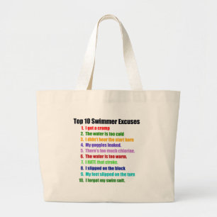 Bolsa Tote Grande Desculpas dos nadadores da parte superior dez