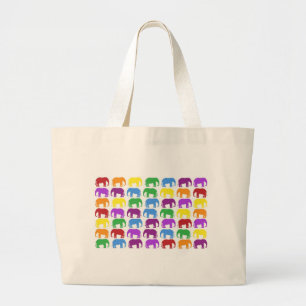 Bolsa Tote Grande Desenhista elegante dos elefantes do arco-íris