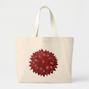 Bolsa Tote Grande Desenho à caneta de flor de dália vermelha feita à