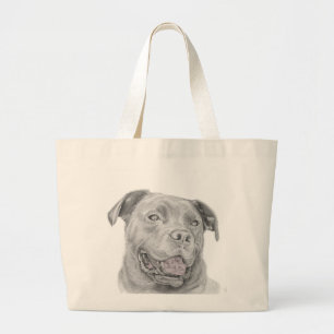 Bolsa Tote Grande Desenho da arte do pitbull