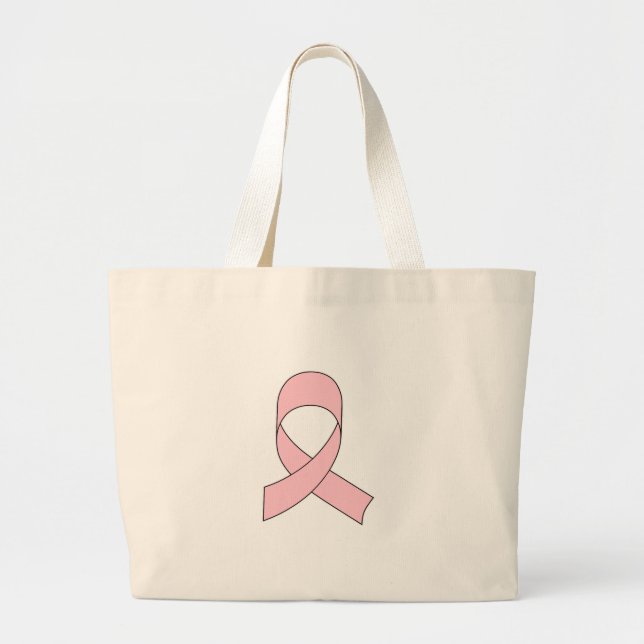 Bolsa Tote Grande Desenho da Fita Rosa (Frente)