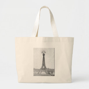 Bolsa Tote Grande Desenho da torre Eiffel de Paris, Texas