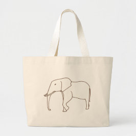 Bolsa Tote Grande Desenho de Arte de Contorno - Elefante, bolsas de 