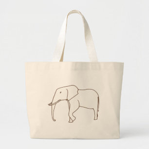 Bolsa Tote Grande Desenho de Arte de Contorno - Elefante, bolsas de