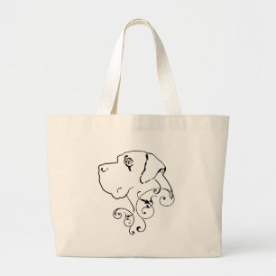 Bolsa Tote Grande Desenho de linha Cabeça de Dogue Alemão