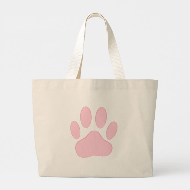Bolsa Tote Grande Desenho de Pegada de Cachorro Rosa (Verso)