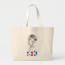 Desenho de RFK com Texto de RFK em Vermelho e Azul
