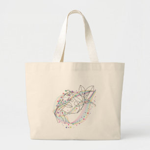 Bolsa Tote Grande Desenho de rosto com linhas simples design artísti