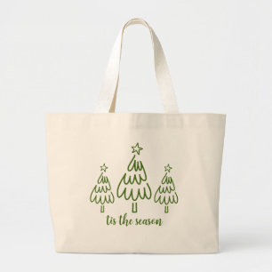 Bolsa Tote Grande Desenho Verde Caprichoso à Mão