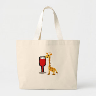Bolsa Tote Grande Desenhos animados engraçados do vinho tinto do