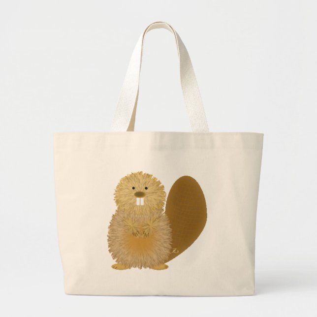 Bolsa Tote Grande Desenhos animais adoráveis: Castor (Frente)