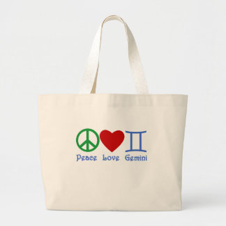 Bolsa Tote Grande Design astrológico dos Gêmeos do amor da paz