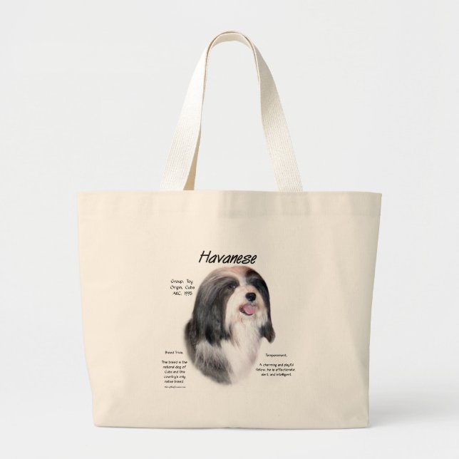 Bolsa Tote Grande Design da História do Havanês (Frente)