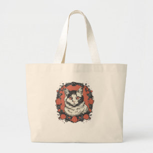 Bolsa Tote Grande design de amantes de gatos   o gato adora design c