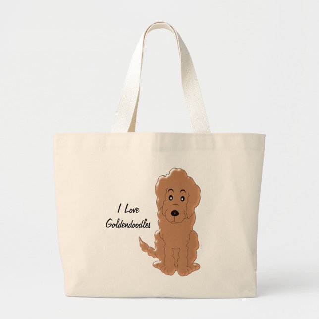 Bolsa Tote Grande Design de Cachorro de Goldendoodle (Frente)