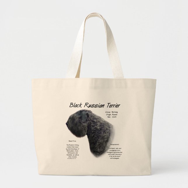 Bolsa Tote Grande Design de História do Terrier Negro Russo (Frente)