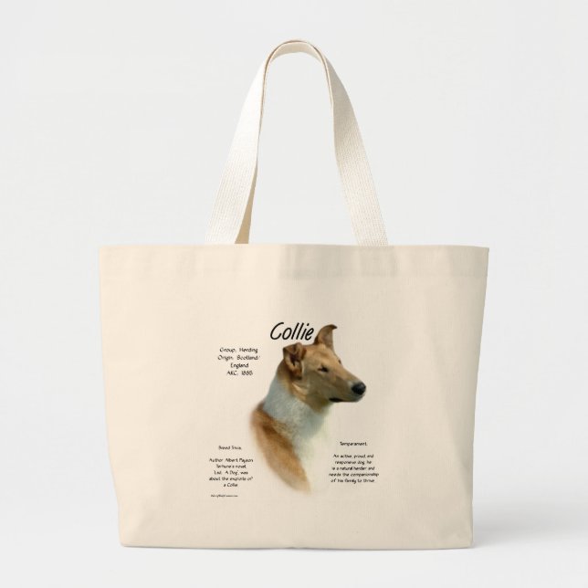 Bolsa Tote Grande Design de Histórico Collie (estável e suave) (Frente)