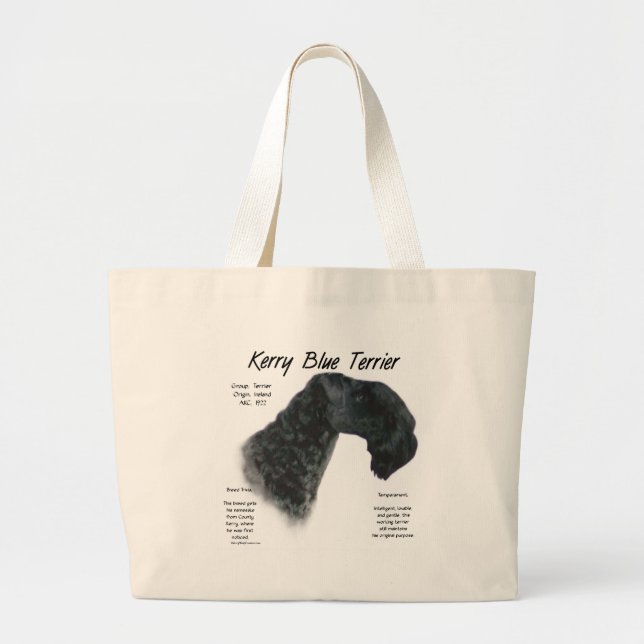 Bolsa Tote Grande Design de Histórico de Terrier Azul Kerry (Frente)