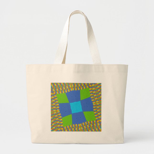 Bolsa Tote Grande Design de Impressão de Arte Ciana Azul Belo e Belo (Frente)