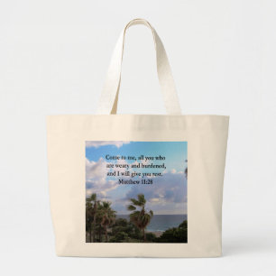 BOLSA TOTE GRANDE DESIGN DE INSPIRAÇÃO DE MATTHEW 11:28 SCRIPTURE