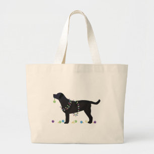 Bolsa Tote Grande Design de Natal Merry Black Lab