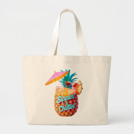 Bolsa Tote Grande Design de Partido Tropical de Sippin e Chillin