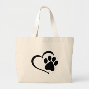 Bolsa Tote Grande Design de PawPrint e Heart