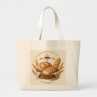 Bolsa Tote Grande Design de saco de padaria de pão fresco rústico co