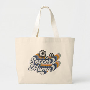 Bolsa Tote Grande Design de Sublimação da Mamãe de Futebol Retro, Fu