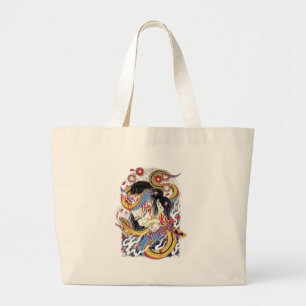 Bolsa Tote Grande Design de Tatuagem Grotesca e Cobra