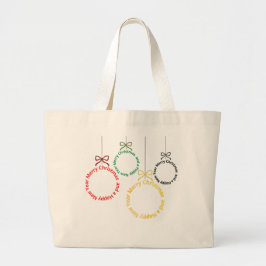 Bolsa Tote Grande Design de Texto de Enfeites de Natal