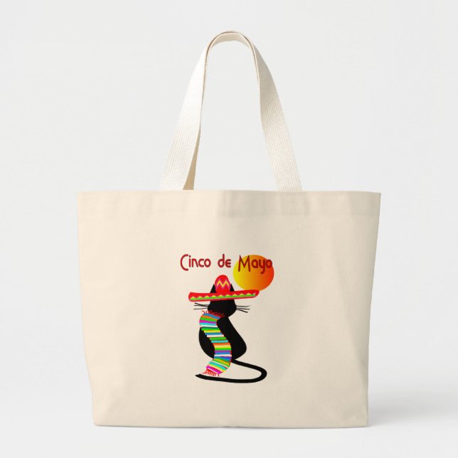 Bolsa Tote Grande Design do CAT de Cinco de Mayo--Adorável (Frente)
