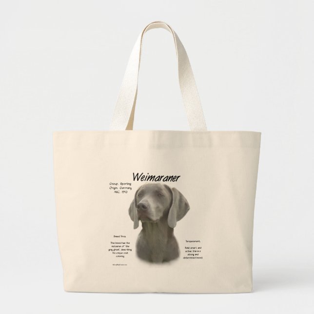 Bolsa Tote Grande Design do Histórico do Weimaraner (Frente)