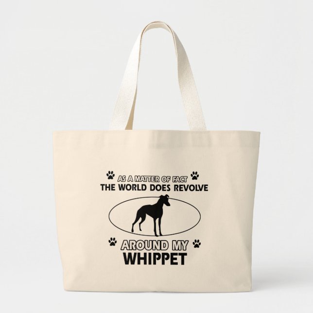 Bolsa Tote Grande Design engraçado do whippet (Frente)