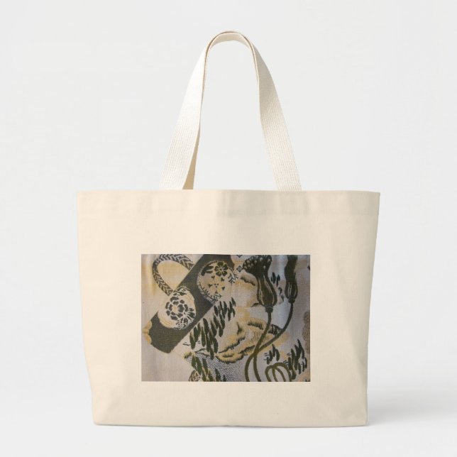 Bolsa Tote Grande Design japonês da faixa do tecido (Frente)