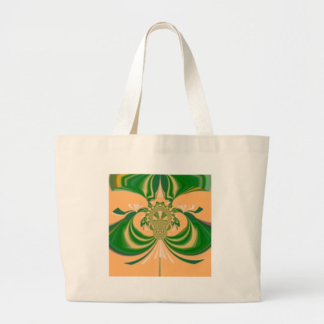 Bolsa Tote Grande Design verde amarelo. (Frente)