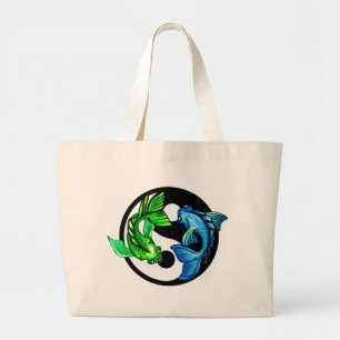 Bolsa Tote Grande Design Yin-Yang Koi