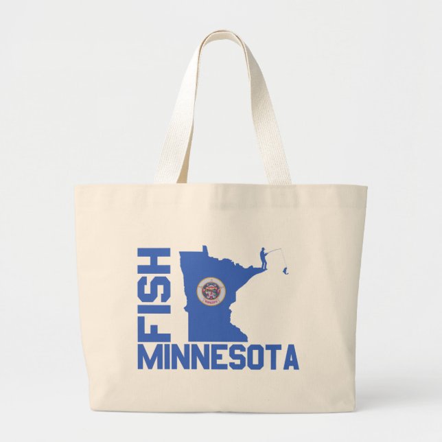 Bolsa Tote Grande Destaque do Estado de Fish Minnesota (Frente)