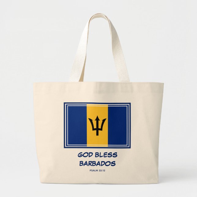 Bolsa Tote Grande DEUS ABENÇOE BARBADOS Bandeira Bajan Patriótica Ba (Frente)