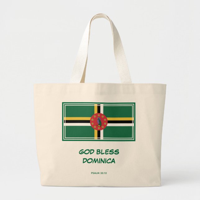 Bolsa Tote Grande DEUS ABENÇOE DOMINICA | Patriótico | Bandeira Domi (Frente)