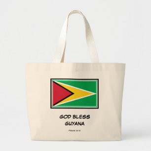 Bolsa Tote Grande DEUS ABENÇOE GUYANA Patriótico Bandeira da Gui